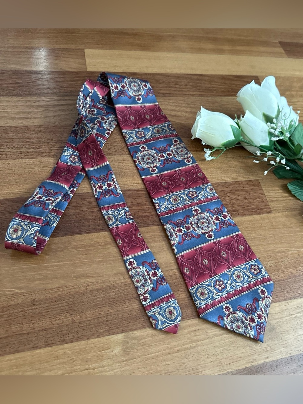 #23 Classic Red and Blue Patterned Men's Tie